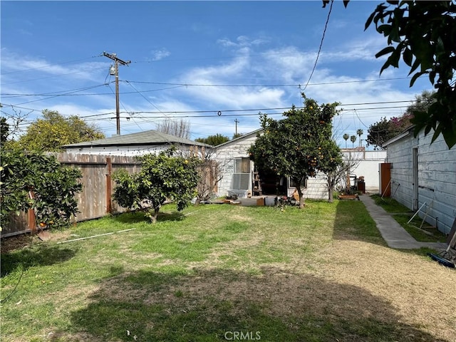 view of yard with a fenced backyard