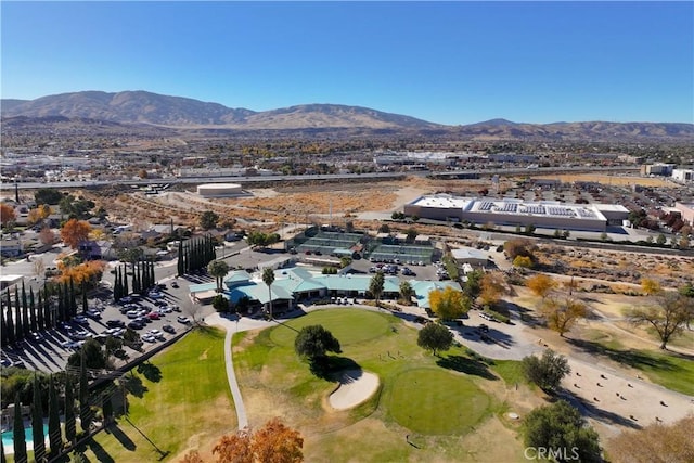 aerial view with a mountain view