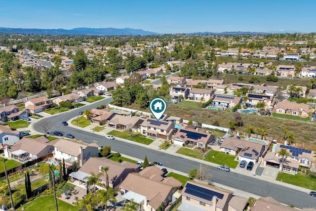 aerial view with a residential view and a mountain view