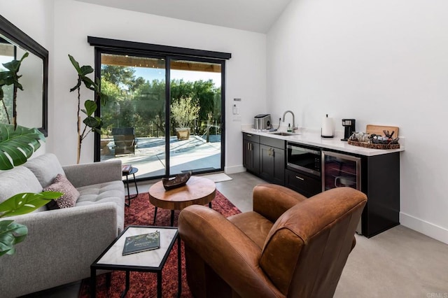 35715 Calle Nopal, Temecula, CA 92592 - living area featuring bar with sink and wine cooler