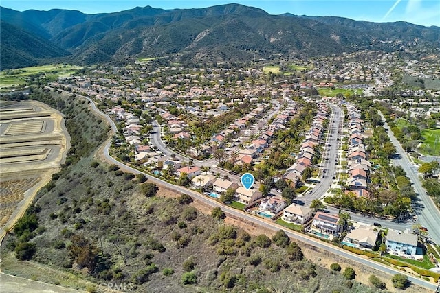 aerial view with a residential view and a mountain view