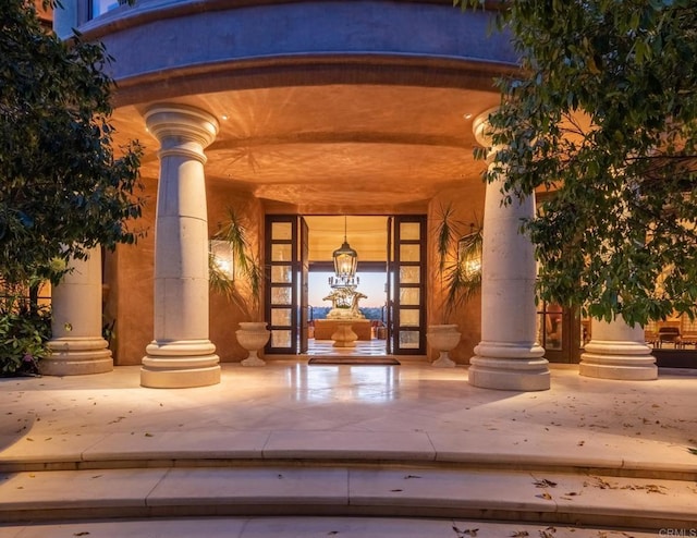 doorway to property with french doors