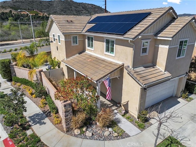 exterior space featuring a mountain view