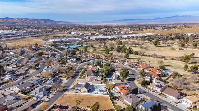 aerial view featuring a residential view and a mountain view