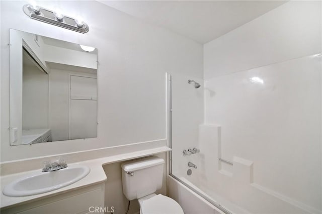 full bathroom featuring vanity, toilet, and shower / washtub combination