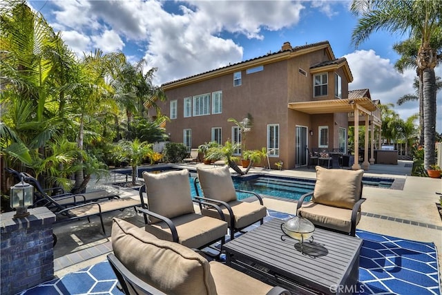 1412 San Clemente Cir, Corona, CA 92882 - exterior space with an outdoor pool and an outdoor hangout area