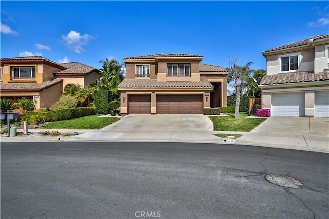 1412 San Clemente Cir, Corona, CA 92882 - mediterranean / spanish home with a garage, stucco siding, concrete driveway, and a tiled roof