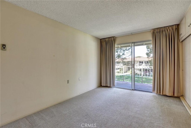 unfurnished room featuring light colored carpet and a textured ceiling