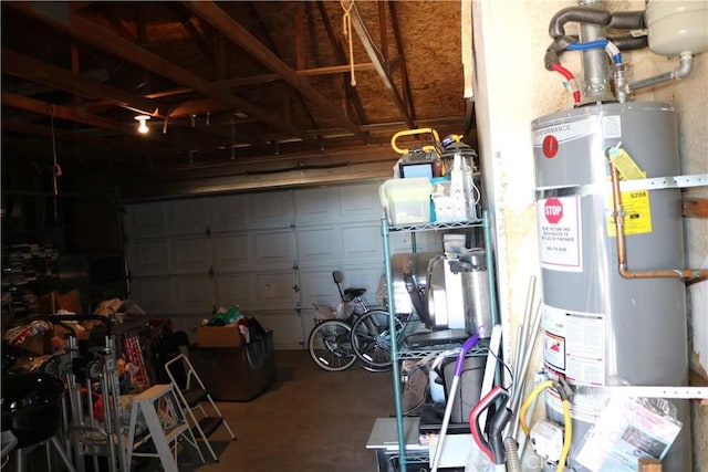 garage with water heater