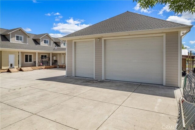 garage with a porch