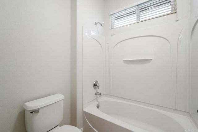 full bathroom with toilet and shower / washtub combination