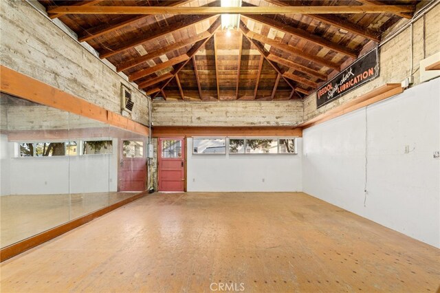 garage with wooden ceiling