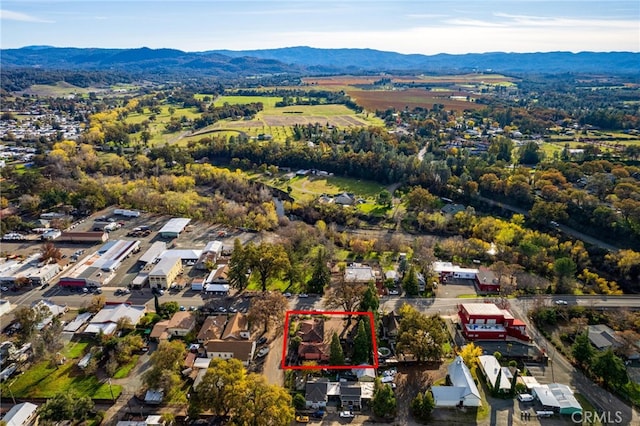 birds eye view of property featuring a mountain view