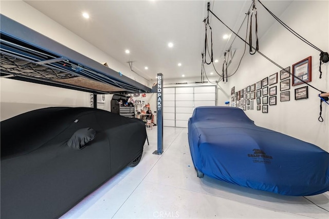 garage featuring recessed lighting