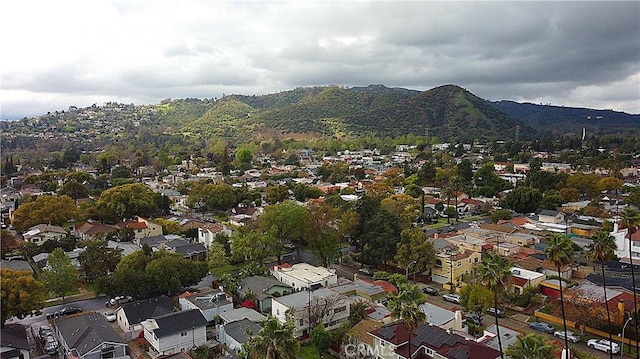 aerial view with a residential view and a mountain view