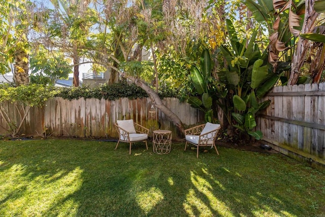 view of yard with a fenced backyard