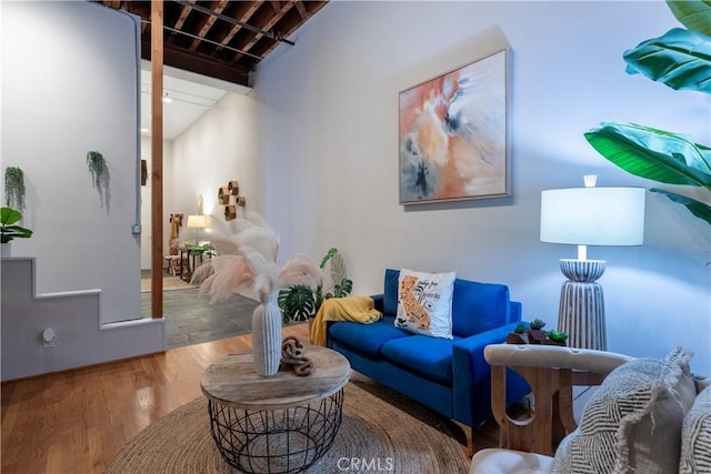 living area featuring wood finished floors