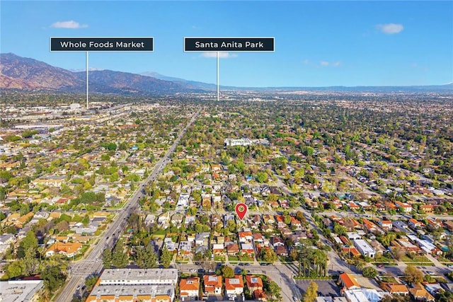 aerial view with a residential view and a mountain view