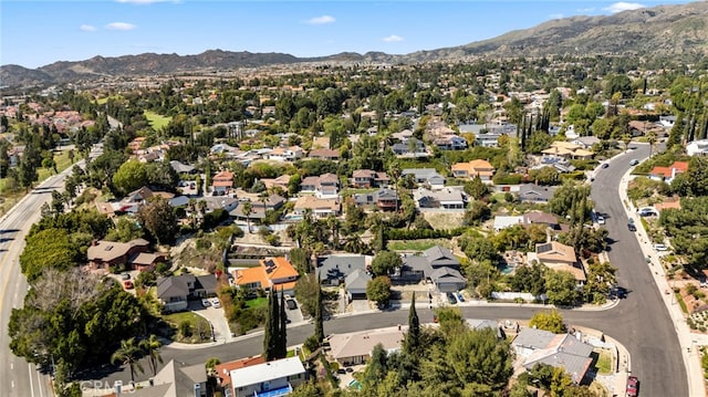 bird's eye view featuring a residential view and a mountain view