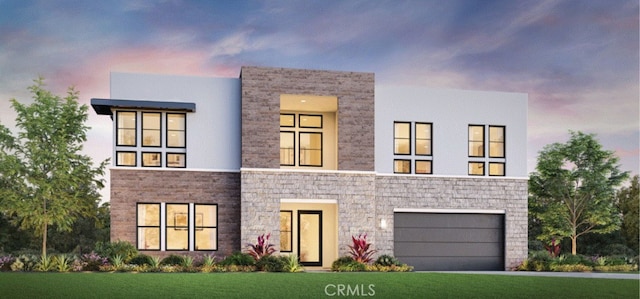 9522 N Andora Ave, Chatsworth, CA 91311 - view of front facade with an attached garage, stucco siding, and stone siding