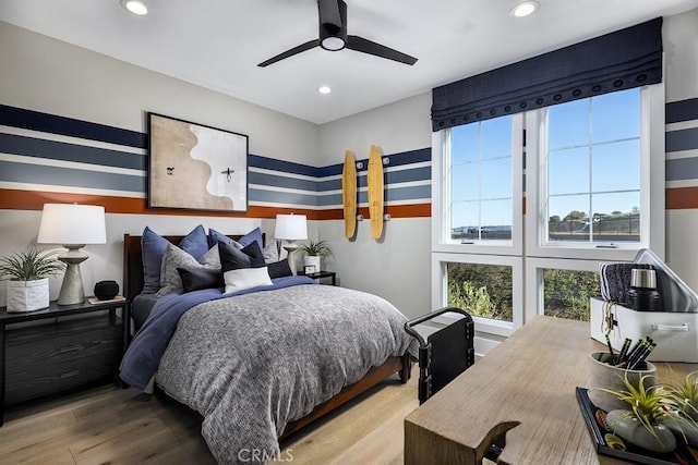 9522 N Andora Ave, Chatsworth, CA 91311 - bedroom featuring ceiling fan, recessed lighting, and wood finished floors