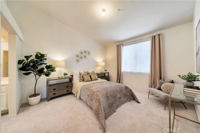 bedroom with light carpet