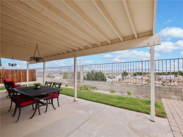 view of patio / terrace with outdoor dining space and a fenced backyard