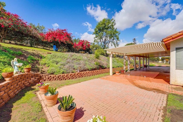 view of patio / terrace featuring a pergola