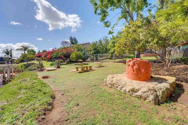 view of yard with fence