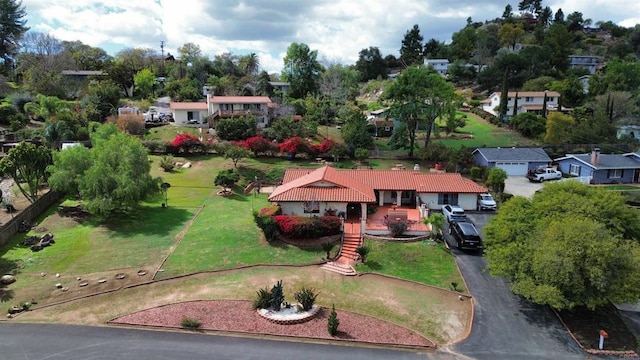 drone / aerial view with a residential view