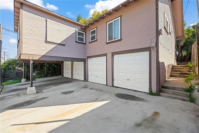 exterior space with a garage