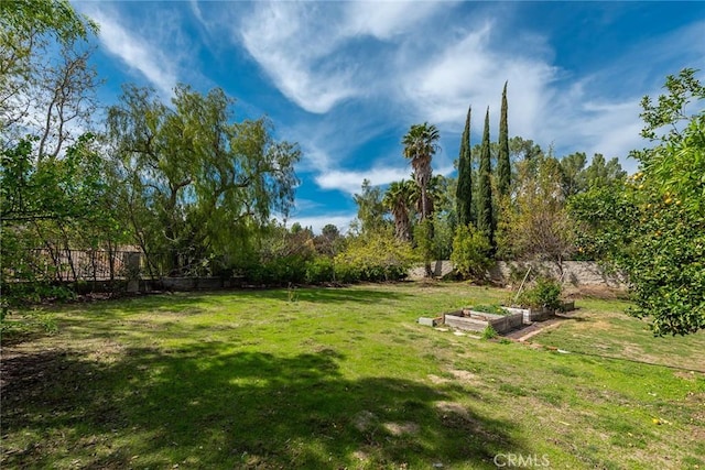 view of yard featuring a garden and fence