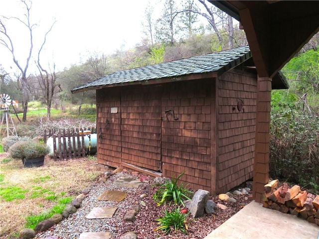 view of shed