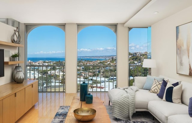 1001 Genter St Unit 9Ab, La Jolla, CA 92037 - living area with light wood-style floors, plenty of natural light, and a wall of windows