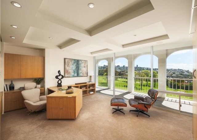 1001 Genter St Unit 9Ab, La Jolla, CA 92037 - sunroom with healthy amount of natural light, coffered ceiling, and beam ceiling