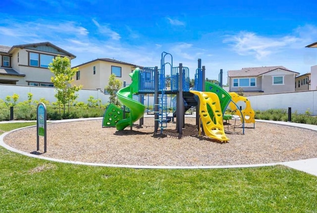 community playground with a lawn