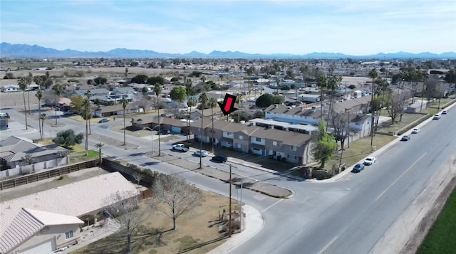 bird's eye view with a residential view and a mountain view