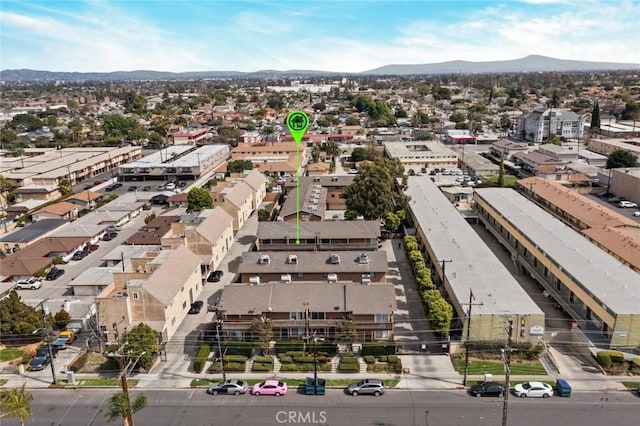 bird's eye view with a mountain view