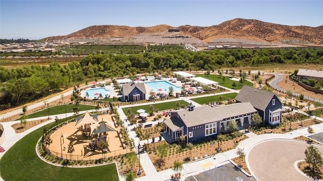 bird's eye view featuring a mountain view