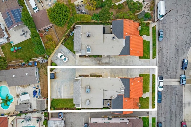 drone / aerial view with a residential view