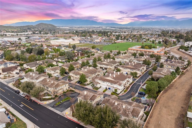22331 Blue Lupine Cir, Grand Terrace, CA 92313 - aerial view of property's location featuring mountains and nearby suburban area