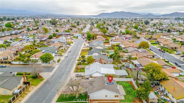 bird's eye view with a mountain view and a residential view