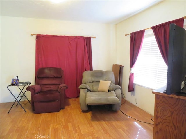 living area with wood finished floors