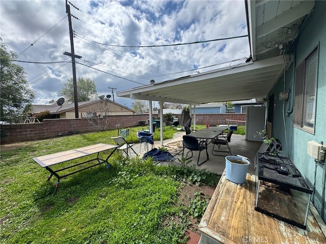 view of yard with a patio and a fenced backyard