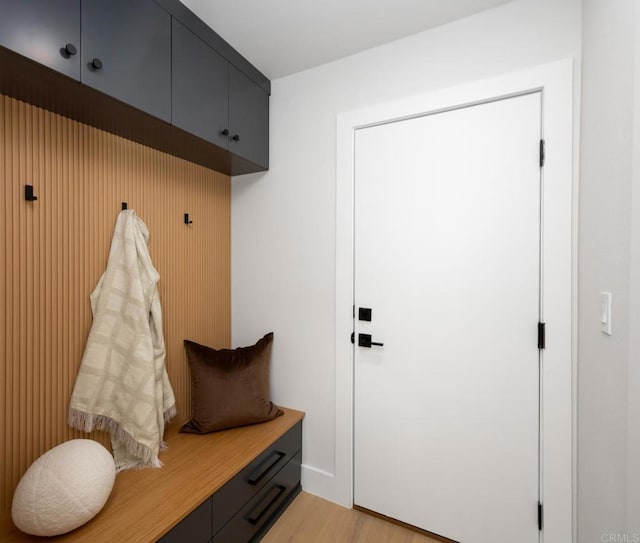 mudroom featuring light wood finished floors