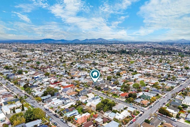 bird's eye view with a mountain view and a residential view