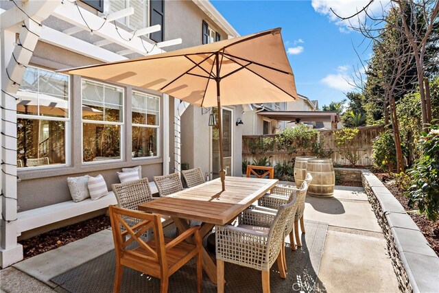 view of patio / terrace with outdoor dining area and fence