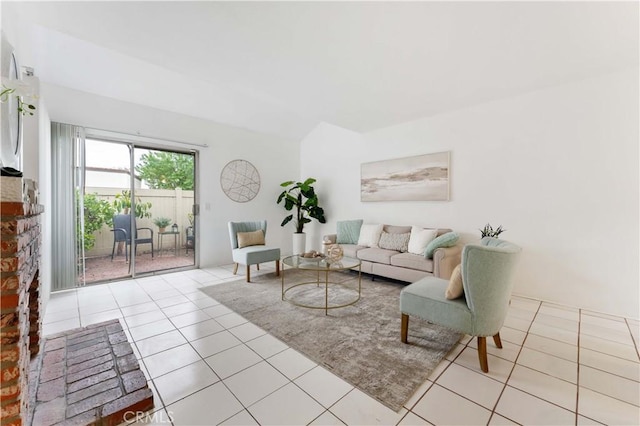 living room with light tile patterned floors