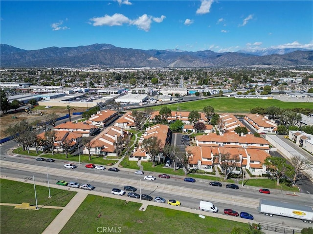 birds eye view of property featuring a residential view and a mountain view