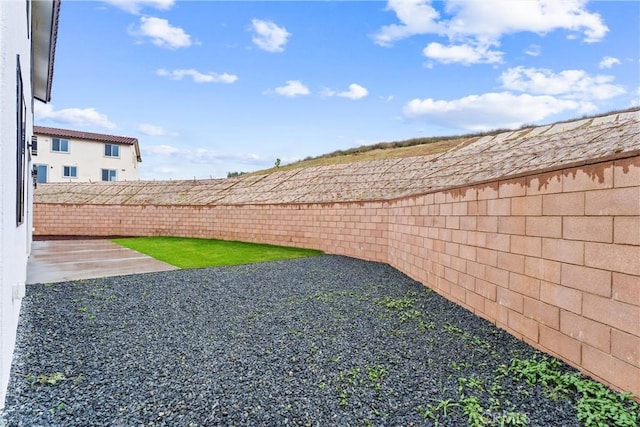 view of yard featuring a patio and a fenced backyard